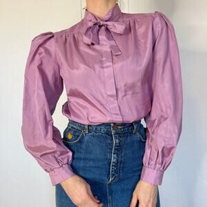 80s Jo Hardin Lavender Blouse Size L